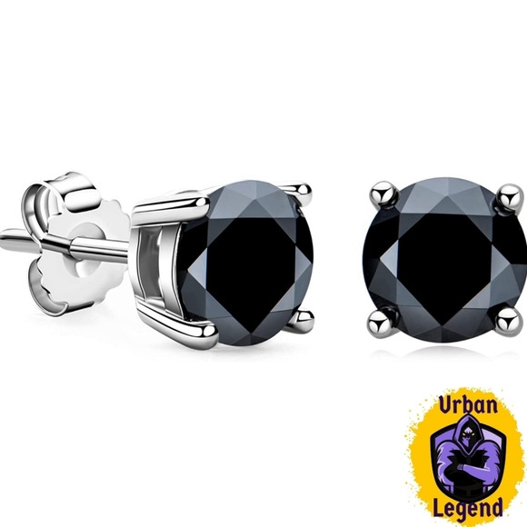 2 CTW Moissanite Black Moissanite Stud Earrings - Picture 8 of 16